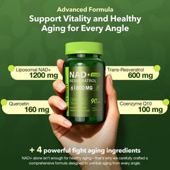 VCBIRD Nad+ Resveratrol capsules displayed for daily supplementation routine