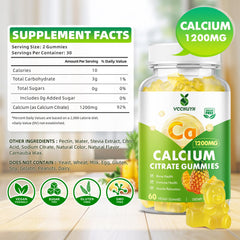 VCCHUYH calcium citrate gummies closeup showing chewable texture for easy daily use.