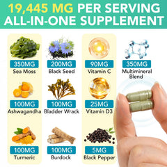 Vceeoy 6-in-1 blend label with sea moss and botanicals.