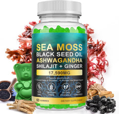 Vceeoy Sea Moss Gummies 60-count packaging for convenient daily use.