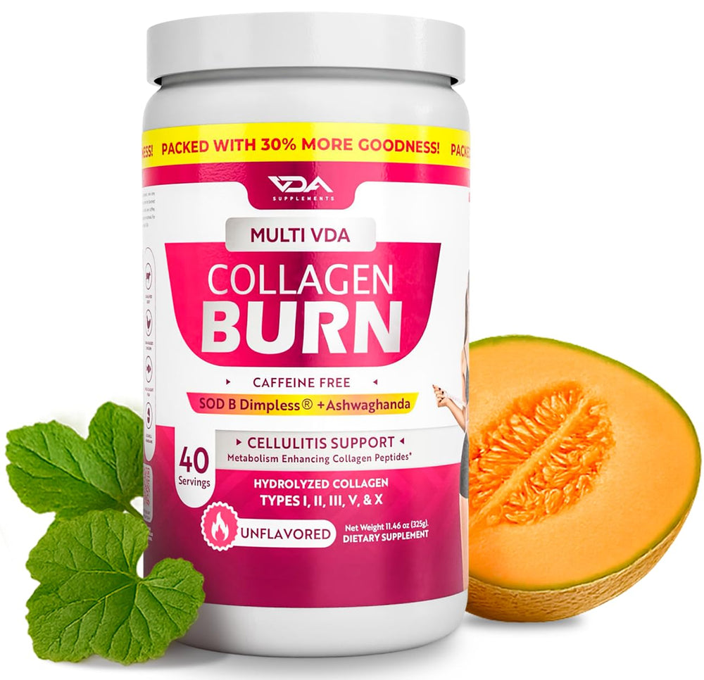 VDA Supplements Multi VDA Collagen Burn container front view for daily use