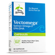 Vectomega bottle with capsules ready for daily omega-3 intake