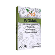 Ved Woman Complex bottle shown for easy daily probiotic routine.