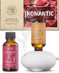 VEDA TINDA SCENT rose oil bottle enhances romantic ambiance at home.