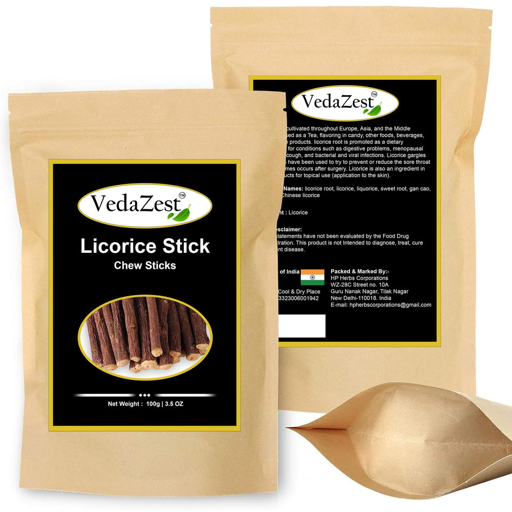 Vedazest licorice root sticks pack—premium mulethi for tea or raw chews