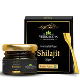 VEDIKROOTS Shilajit resin bottle close-up showing gold-grade energy potential