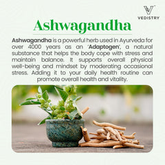 Vedistry Ashwagandha+ tablets close-up—high-potency adaptogen for energy and focus.