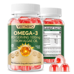 VEETAGYO vegan omega-3 gummies dual-layer inner jelly delivers algae DHA and EPA for brain support