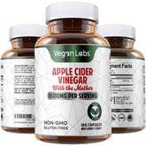 Vegan Labs Apple Cider Vinegar Capsules bottle on a clean surface for daily use.