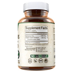 Capsules close-up from Vegan Labs Berberine HCL highlighting easy-to-swallow vegan form.