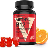 VEGEPOWER vegan D3+B12 gummies bottle showing convenient daily energy support.