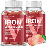VEGEPOWER vegan iron gummies peach bottle for daily iron support