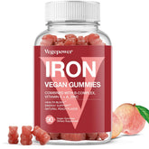 vegepower vegan iron gummies peach bottle supports daily energy and iron intake