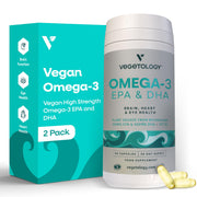 VEGETOLOGY vegan omega-3 bottle ready for daily brain and heart support