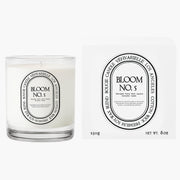 Véhvarielle Bloom No. 5 candle front view in premium glass jar for elegant ambiance.