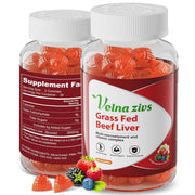 Velna zivs organic grass-fed beef liver gummies packshot for convenient energy support.