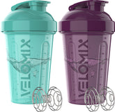 Velomix 20oz protein shaker bottle in Midnight Aqua for smooth mixes on the go.