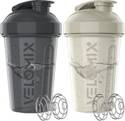 Velomix 20 oz shaker in gray and white for protein shakes on the go