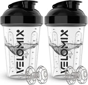 VELOMIX 2-pack 20oz protein shaker bottle in Clear Prime for efficient mixing