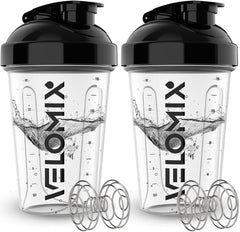 VELOMIX 2-pack 20oz protein shaker bottle in Clear Prime for efficient mixing