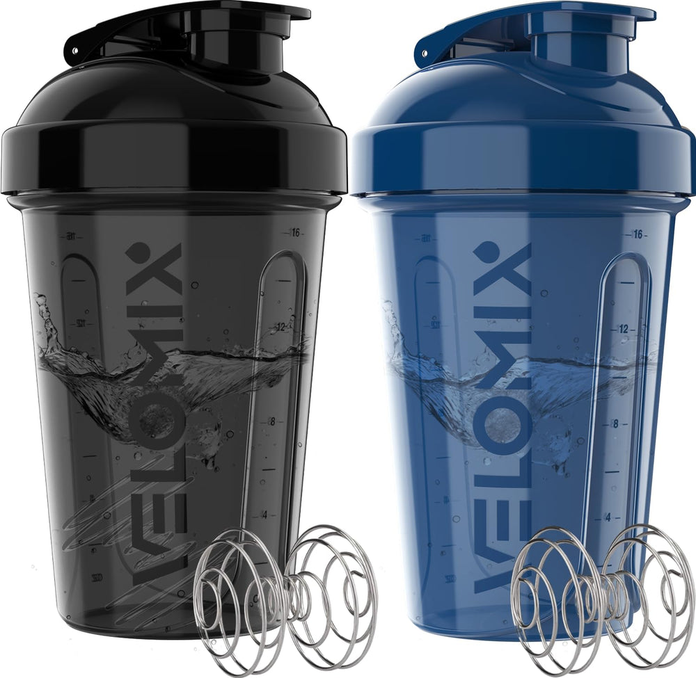 Velomix 2-pack 20oz shaker in blue for on-the-go protein shakes.