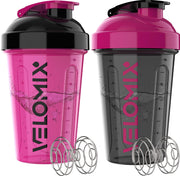 VELOMIX 2-pack 20oz shaker bottles for on-the-go protein mixes.