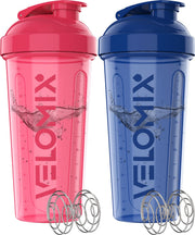 Velomix 2-pack 28 oz bottle with leakproof design for mess-free shakes.