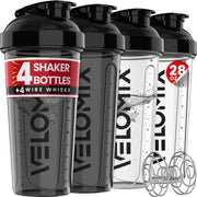 Velomix 4-pack 28-oz bottle ready for on-the-go protein shakes