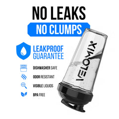VELOMIX 28oz shaker bottle with leak-proof seal demonstrated during a shake