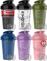 Velomix 6-pack shaker cups with secure lids for mess-free hydration.