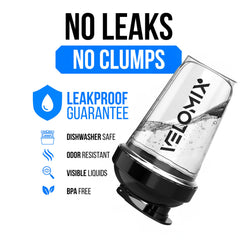 VELOMIX leak-proof cap design prevents spills during workouts