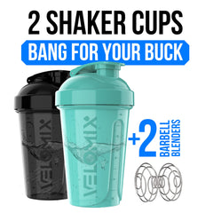 Velomix wire whisk included for smooth mixing of protein powders.