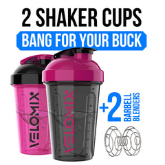 VELOMIX wire whisks included for smooth, lump-free shakes.