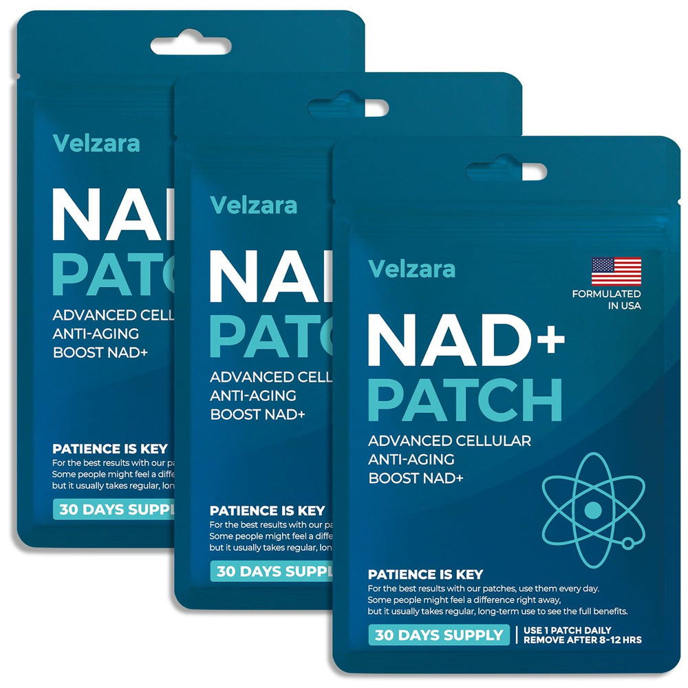 Velzara NAD patch on skin provides discreet, all-day wellness support.