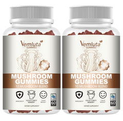 Vemluta 5000MG mushroom gummies bottle for daily brain and immune support.