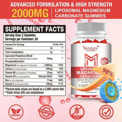Close-up of the bottle label showing 2000mg per two gummies and vitamins.