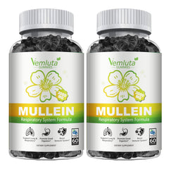 Vemluta Mullein Gummies 3000mg bottle highlighting lung support and flavor