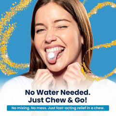 Person chewing Venture Pal tablet with mild fizz.