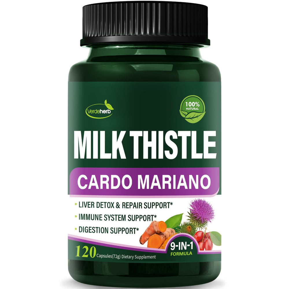Verdeherb Berberine with Milk Thistle bottle for daily liver support.