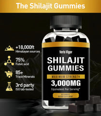 Veris Vigor Shilajit Gummies two-gummy daily serving concept.