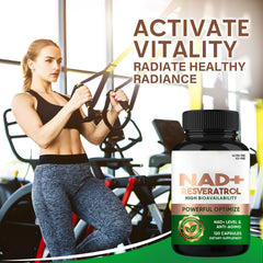 VeryHerbs NADH+ Resveratrol bottle stack emphasizes a 60-day supply.
