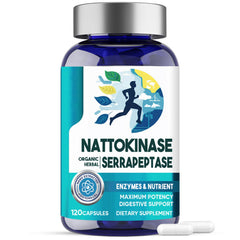 veryherbs Nattokinase Serrapeptase bottle label highlighting enzyme blend for circulation