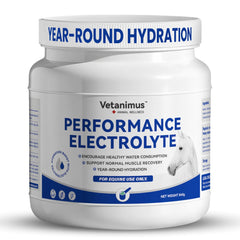 Vetanimus apple-flavor electrolytes tub 840g showing mineral balance for hydration.
