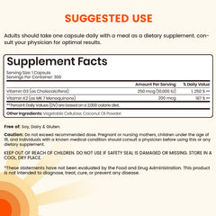 VEV Corefeel D3 K2 bottle back label with dosage details and MK-7 blend