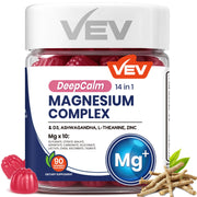 VEV Magnesium Complex DeepCalm gummies bottle front for daily calm