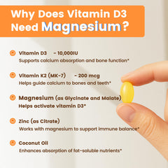 VEV D3 K2 magnesium and zinc ingredients label for transparency