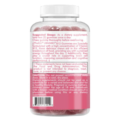 Vevoec Vitamin B12 Gummies packaging with serving on a spoon for routine.