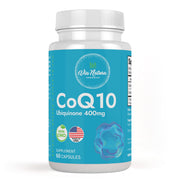 Via Natura Organics CoQ10 400mg bottle close-up for energy support.