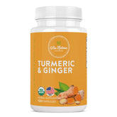 Via Natura Organics turmeric ginger capsules bottle front for daily wellness.
