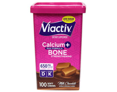Viactiv soft chews milk chocolate closeup emphasizing tasty calcium source.